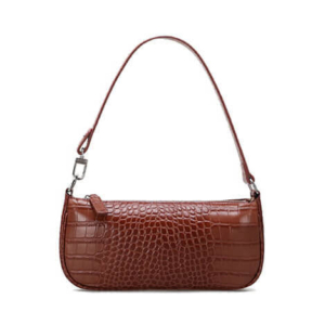 Embossed crocodile pattern leather shoulder bag