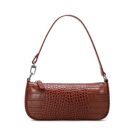 Embossed crocodile pattern leather shoulder bag