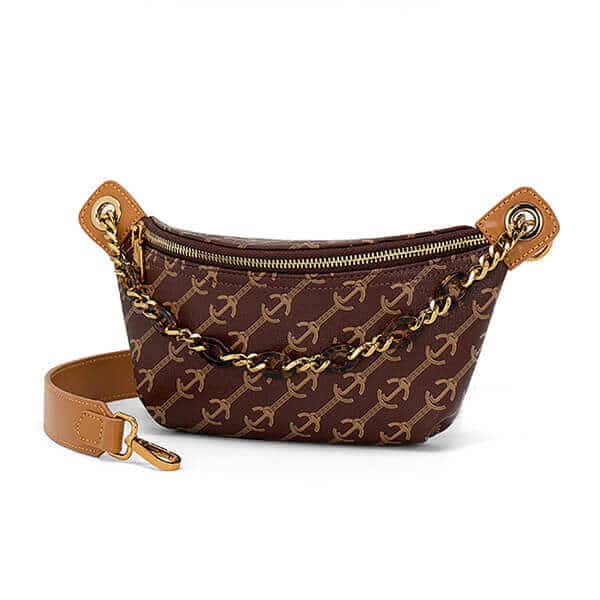 Printed PVC belt bag with agate look chian handle (1)